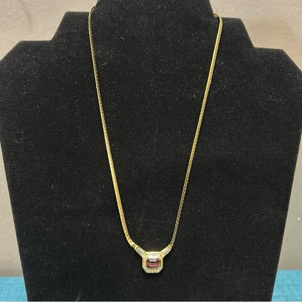 Rare Christian Dior Vintage 22k gold plated w/Swarovski crystals necklace - Picture 6 of 6